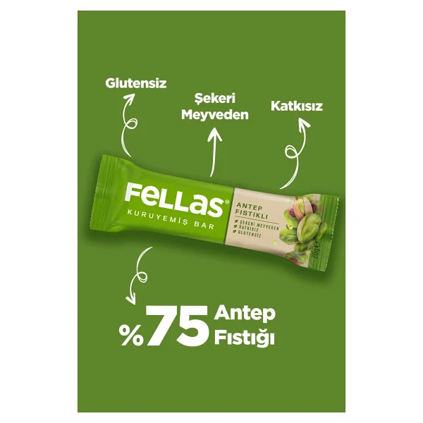 Fellas Antep Fıstıklı Kuruyemiş Bar (20 G) X 12 Adet - Görsel 4