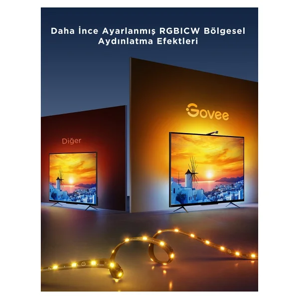 Govee Envisual 3 Lite Rgbıcw H6097 40-50 İnç TV Arkası LED Aydınlatma - Görsel 9