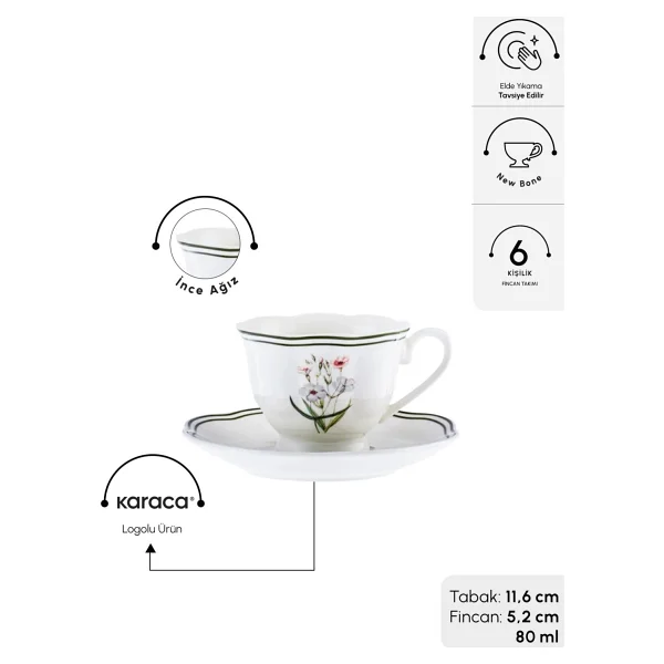 Karaca Little Garden 6 Kişilik Kahve Fincan Takımı - Görsel 6