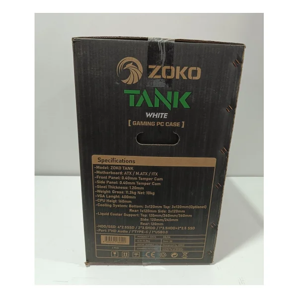 Zoko Tank Argb Fanlı Beyaz Atx Oyuncu Kasası - Görsel 8