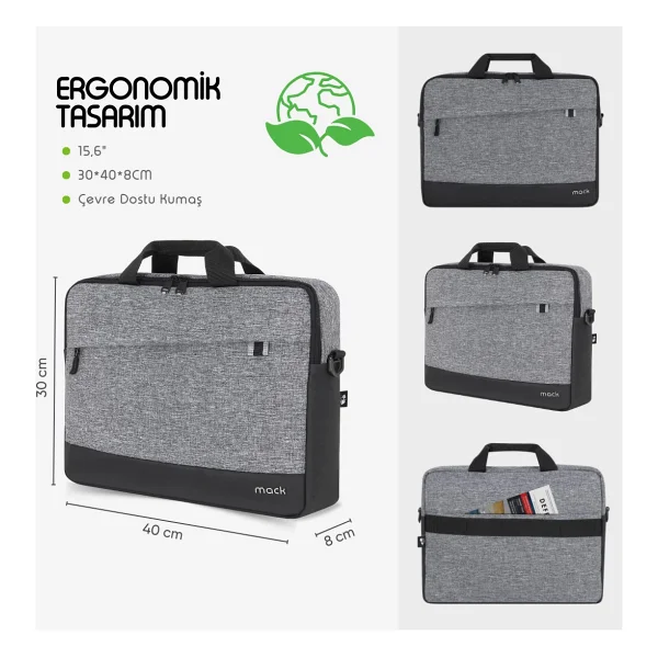 Mack Unicity Eco Mce-1102 Gri 15.6" Laptop Çantası - Görsel 3