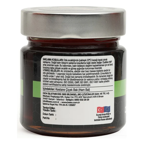 Bee'o Kestane Çiçek Balı 300 G Ham Bal Doğal Antioksidan İçeriği İle Zengin - 300 Gr - Görsel 2