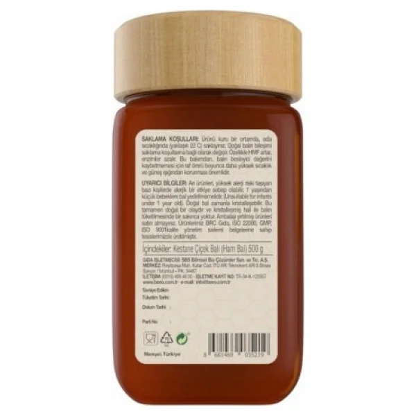 Bee'o Kestane Çiçek Balı 300 G Ham Bal Doğal Antioksidan İçeriği İle Zengin - 300 Gr - Görsel 3