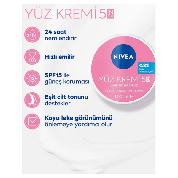 Nivea Nemlendirici Yüz Kremi 100 Ml E Vitamini İçerikli Tüm Cilt Tipleri İçin Günlük Bakım - Görsel 4