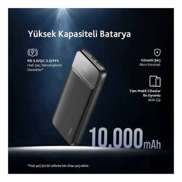 Ttec Recharger Lcd 2bb233s 10000 mAh Hızlı Şarj Powerbank - Görsel 2