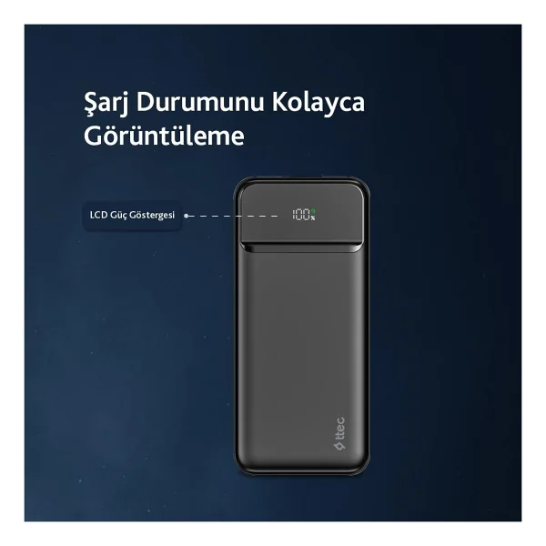 Ttec Recharger Lcd 2bb233s 10000 mAh Hızlı Şarj Powerbank - Görsel 4
