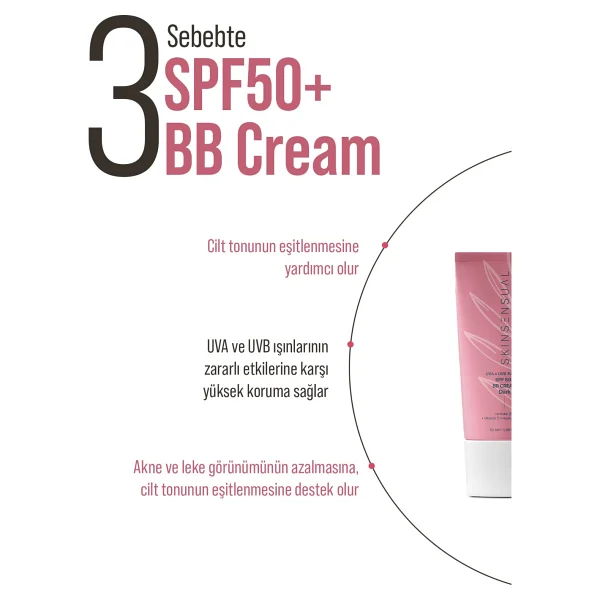 Skin Sensual Bb Krem Dark 50ml Spf50 Pa++++ Leke Karşıtı, Aydınlık Cilt Görünümü Uva/Uvb Koruma - Görsel 4