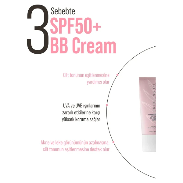 Skin Sensual Bb Krem Light 50ml Spf50 Pa++++ Leke Karşıtı, Aydınlık Cilt Görünümü Uva/Uvb Koruma - Görsel 4