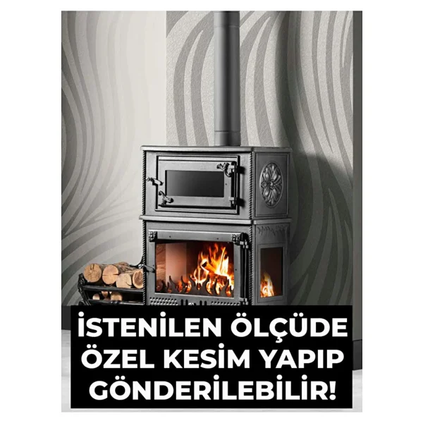 31.5 X 49.5 Yüksek Isıya Dayanıklı Şömine Kuzine Soba Camı 4 Mm - Seramik Cam Bal Rengi, Şeffaf - Görsel 3