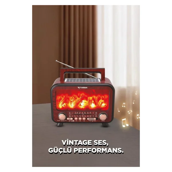 Torima D72 Kırmızı Bluetooth Nostaljik Radyo - Görsel 2