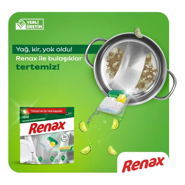 Renax Avantajlı Paket 3 Lü Set Bulaşık Makinesi Kapsülü 33 Lü Tuzu 1,5 kg Parlatıcı 400 ml x 2 Set - 2 Li Set - Görsel 3