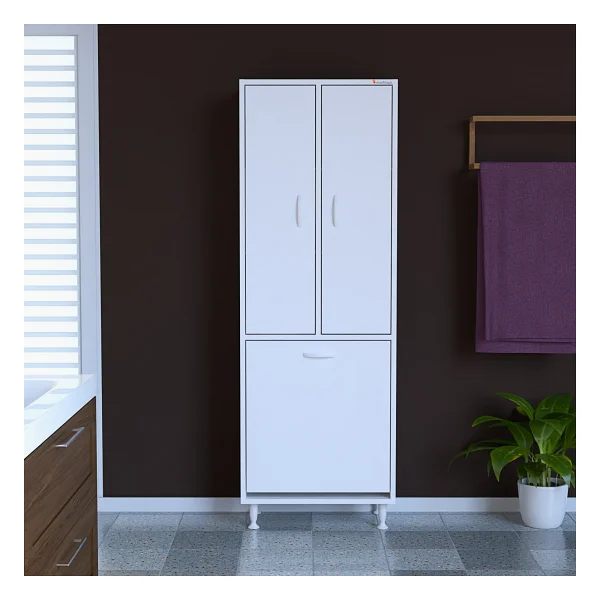 Modilayn ARD-133 Inci 2 Kapaklı Kirli Çamaşır Sepetli Banyo Dolabı Muftak Dolabı Çok Amaçlı Dolap - Görsel 7