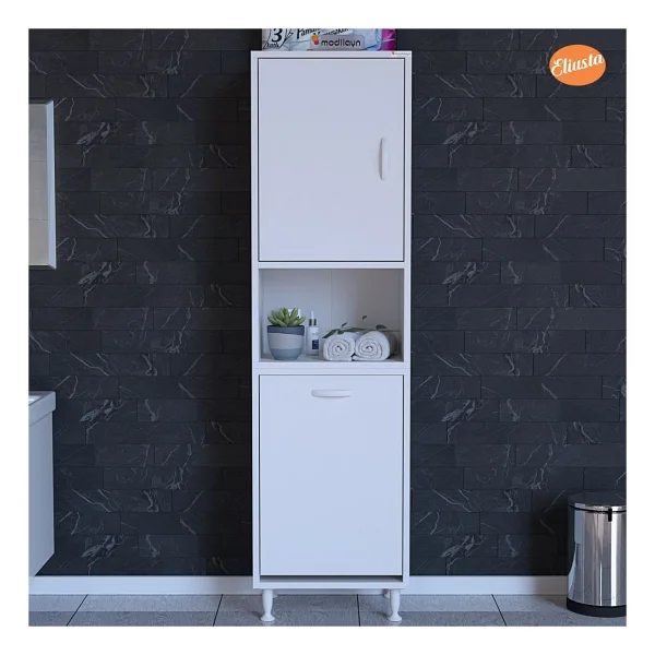 Modilayn 45 x 160 cm Sepetli Kirli Çamaşır Dolabı Banyo Dolabı Raflı Banyo Dolabı Çok Amaçlı Dolap - Görsel 3
