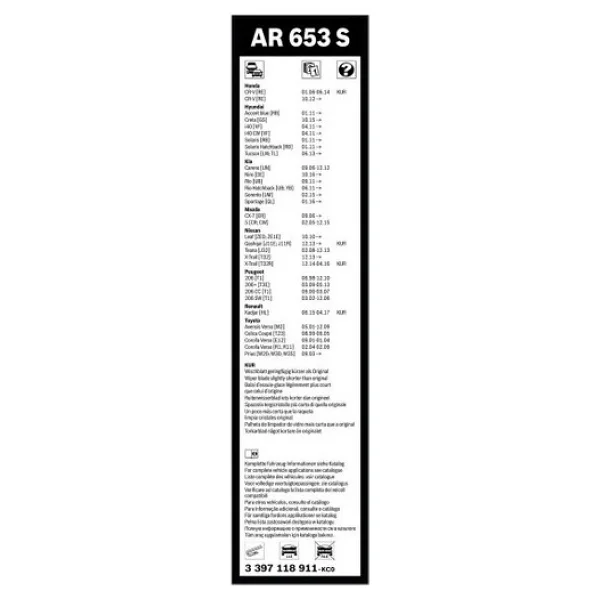 Bosch Aerotwin Silecek Seti - [650/400 Mm] Toyota Auris (2006 - 2012) [E15,Jtn] Ar653s - Görsel 4