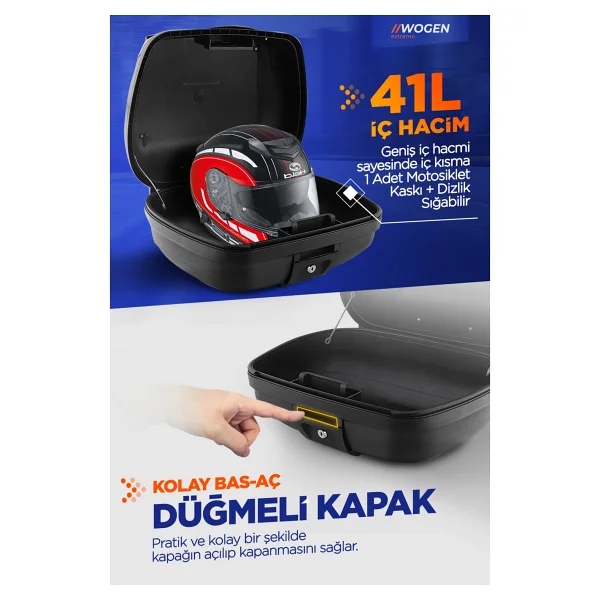 Wogen Wg41 Basic Arka Çanta 41 Litre (Siyah) + Karbon Dizlik Hedi - Görsel 3