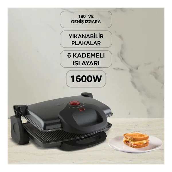 King P 637 Y Grillmax Siyah 1600 W Izgara Ve Tost Makinesi - Görsel 3