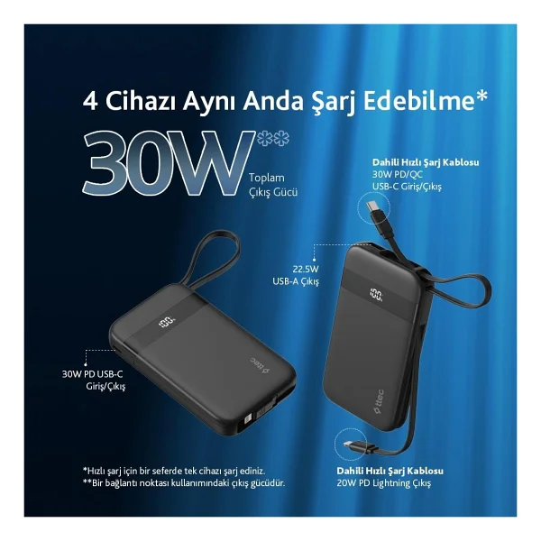 Ttec Recharger Pro Lcd 2bb225s 10000 mAh Hızlı Şarj Powerbank - Görsel 3