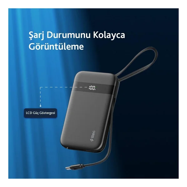 Ttec Recharger Pro Lcd 2bb225s 10000 mAh Hızlı Şarj Powerbank - Görsel 4