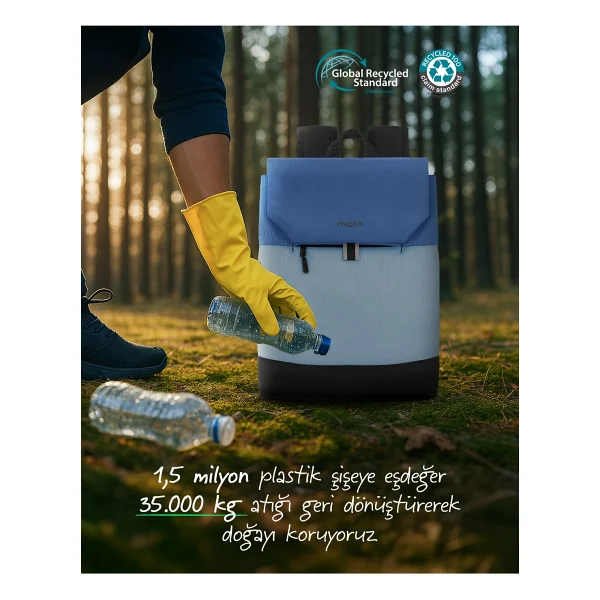 Mack Zen Eco Mce-1304 Gri Mavi 14.1" Laptop Sırt Çantası - Görsel 6