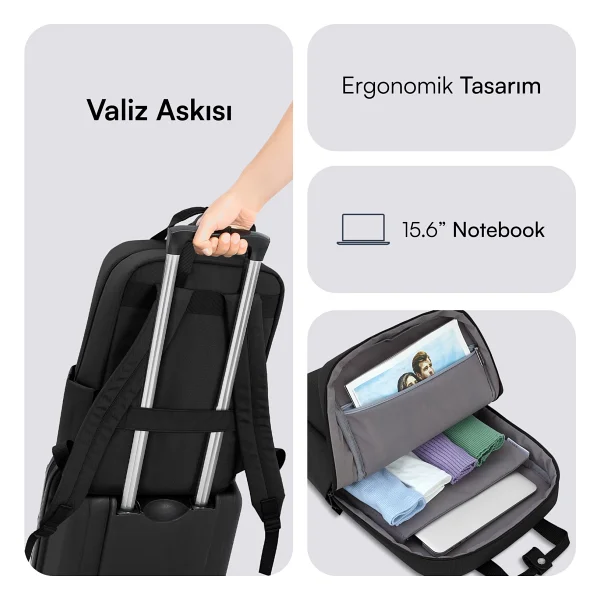 Mack Nova Eco Mce-1521 Siyah 15.6" Laptop Sırt Çantası - Görsel 3