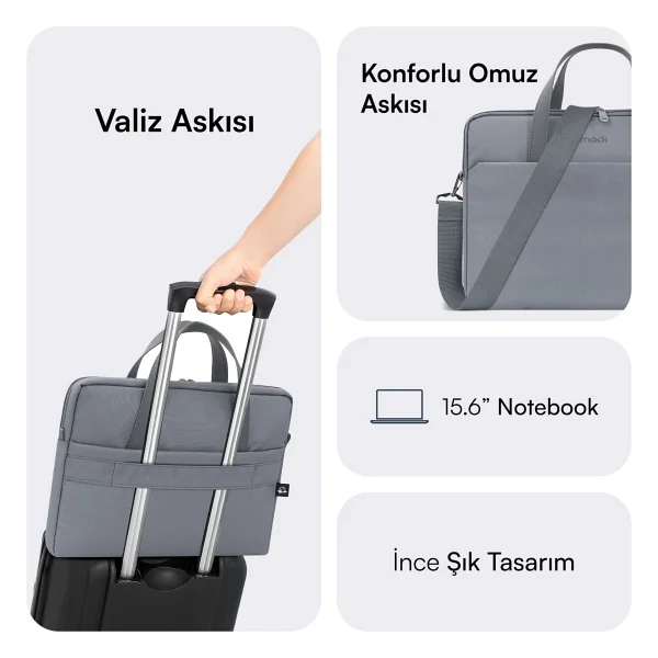 Mack Nova Eco Mce-1512 Gri 15.6" Laptop Çantası - Görsel 6