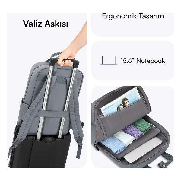 Mack Nova Eco Mce-1522 Gri 15.6" Laptop Sırt Çantası - Görsel 4