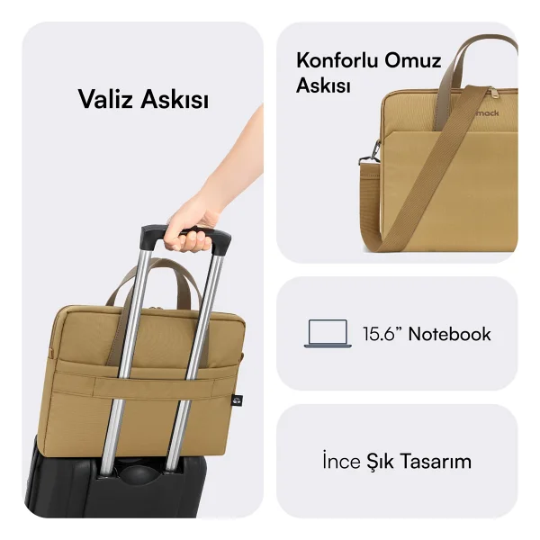 Mack Nova Eco Mce-1513 Bej 15.6" Laptop Çantası - Görsel 4