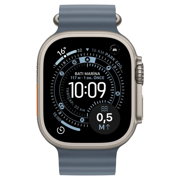 Apple Watch Ultra 3 GPS + Cellular 49mm Natürel Titanyum Kasa Ve Demir Mavisi Ocean Kordon Akıllı Saat - Görsel 4