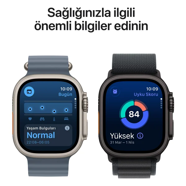 Apple Watch Ultra 3 GPS + Cellular 49mm Natürel Titanyum Kasa Ve Demir Mavisi Ocean Kordon Akıllı Saat - Görsel 8