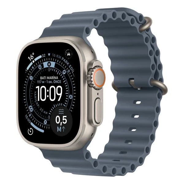 Apple Watch Ultra 3 GPS + Cellular 49mm Natürel Titanyum Kasa Ve Demir Mavisi Ocean Kordon Akıllı Saat - Görsel 3