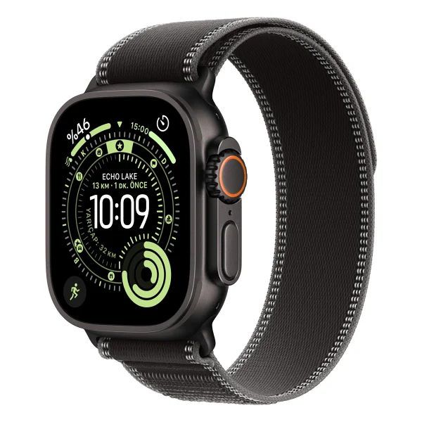Apple Watch Ultra 3 GPS + Cellular 49mm Siyah Titanyum Kasa Ve Siyah Kömür Trail Loop Kordon Akıllı Saat - Görsel 9