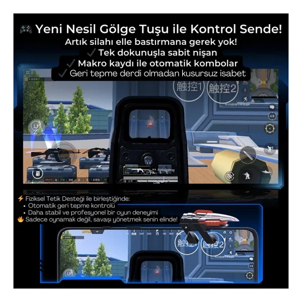 Coofbe Profesyonel 400mah Type-C Girişli Mobil Oyun Kolu Telefon Joystick Telefon Ateş Tetik Gamepad Joystick - Görsel 3