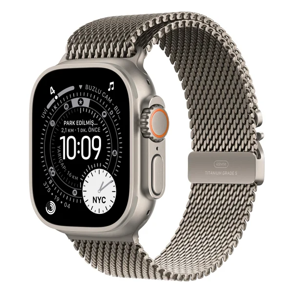 Apple Watch Ultra 3 GPS + Cellular 49mm Natürel Titanyum Kasa Ve Açık Mavi Alpine Loop Kordon Akıllı Saat - Görsel 10