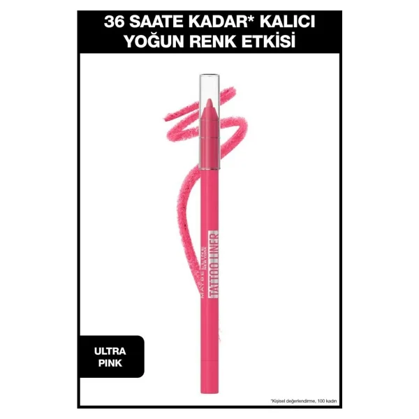 Maybelline New York Tattoo Liner Jel Göz Kalemi Ultra Pembe Yoğun Renk 36 Saat Kalıcı Suya Dayanıklı - Ultra Pink - Görsel 6