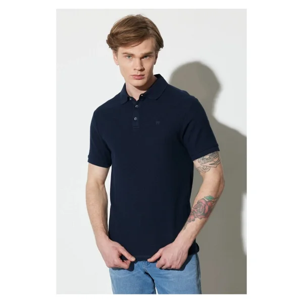 Wrangler Regular Fit Normal Kesim %100 Pamuk Polo Yaka Haki Tişört - Lacivert - Görsel 4