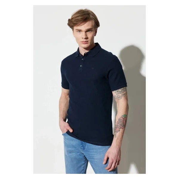 Wrangler Regular Fit Normal Kesim %100 Pamuk Polo Yaka Haki Tişört - Lacivert - Görsel 5