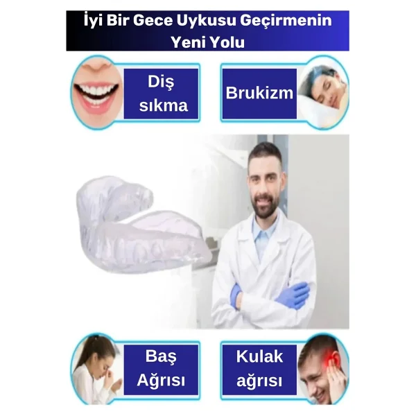 Premium Özel Seri Gece Plağı Çene Diş Sıkma Gıcırdatma Önleyici Koruyucu Diş Aparatı 3 Adet - Görsel 2