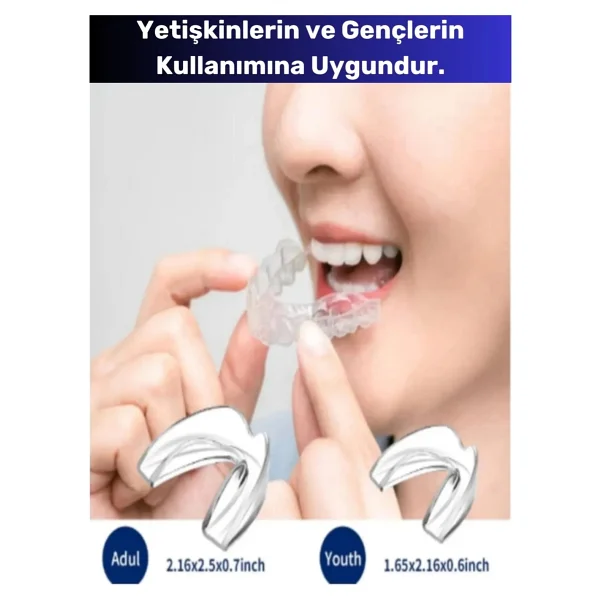 Premium Özel Seri Gece Plağı Çene Diş Sıkma Gıcırdatma Önleyici Koruyucu Diş Aparatı 3 Adet - Görsel 3