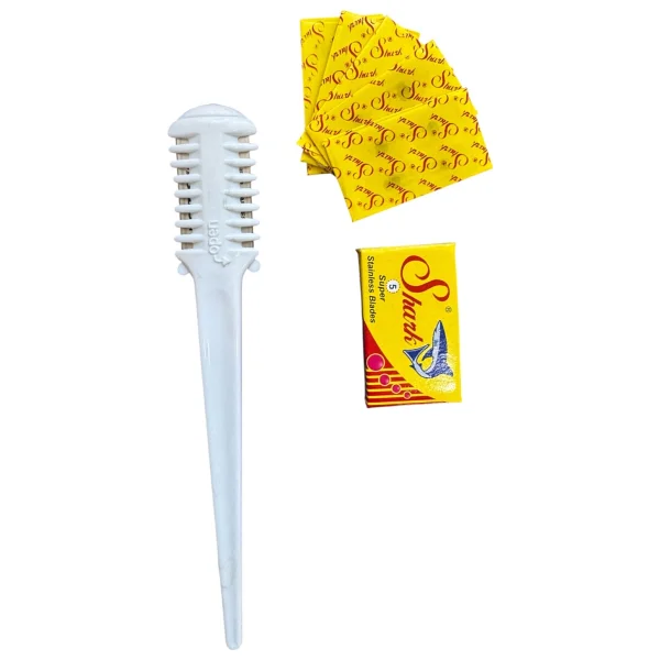 Croc Su02 Beyaz Saç Kesim Usturası -Jiletli Tarak(+5 Adet Jilet) - Görsel 5