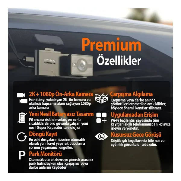 Rexing C2 Ön Ve Arka Araç Kamerası Seti - Görsel 3