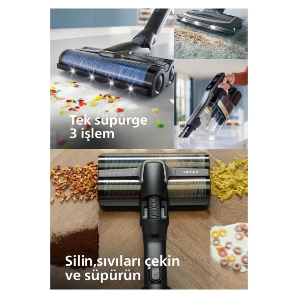 Philips 90 Dk Kesintisiz Temizlik Çift Bataryalı 9000 Serisi Aqua Trio Islak & Kuru Ve Mop Özellikli Istasyonlu Dikey Süpürge - Antrasit - Gri - Görsel 2