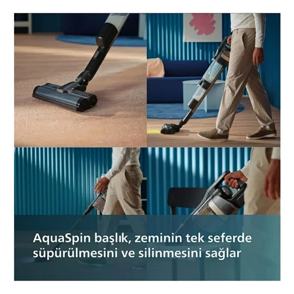 Philips 90 Dk Kesintisiz Temizlik Çift Bataryalı 9000 Serisi Aqua Trio Islak & Kuru Ve Mop Özellikli Istasyonlu Dikey Süpürge - Antrasit - Gri - Görsel 8