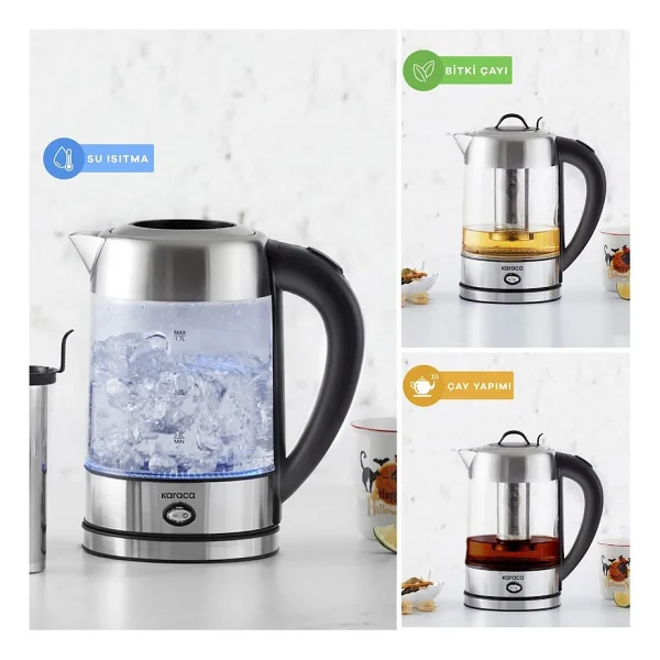 Karaca 2202 LED Işıklı 2200 W 1.7 Lt Cam Kettle - Görsel 2