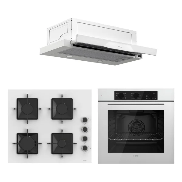 Ferre Qbl62cb - Ss206 -D037 60 Cm Beyaz Cam Turbolu Aspiratörlü Ankastre Set - Yeni - Görsel 7