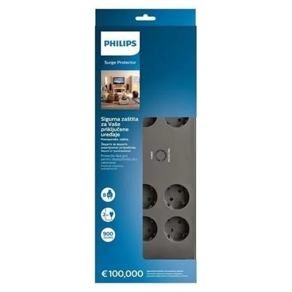 Philips Spn3180a/62 2400 Joule 2 M 8'li Akım Korumalı Priz - Görsel 3