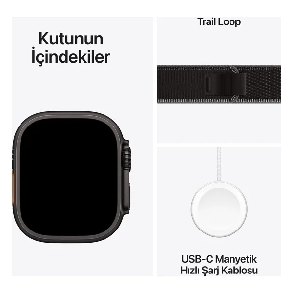 Apple Watch Ultra 3 GPS + Cellular 49mm Siyah Titanyum Kasa Ve Siyah Kömür Trail Loop Kordon Akıllı Saat - Görsel 7