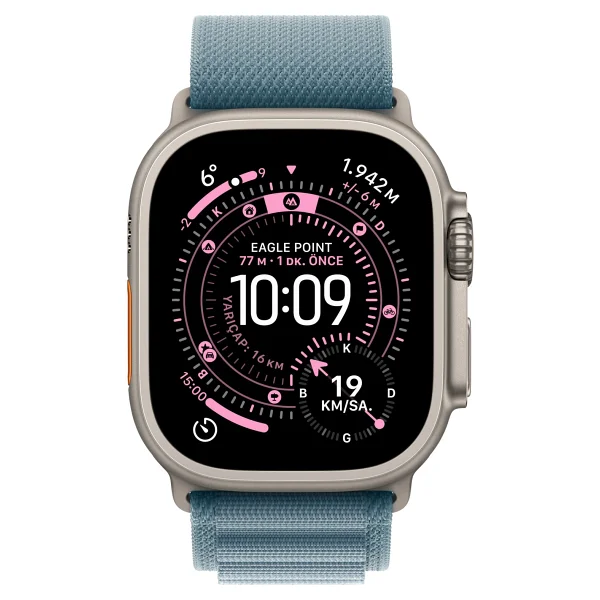 Apple Watch Ultra 3 GPS + Cellular 49mm Natürel Titanyum Kasa Ve Açık Mavi Alpine Loop Kordon Akıllı Saat - Görsel 2