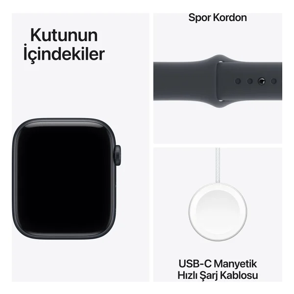 Apple Watch Se 3 GPS 44mm Gece Yarısı Alüminyum Kasa Ve Gece Yarısı Spor Kordon Akıllı Saat - Görsel 10