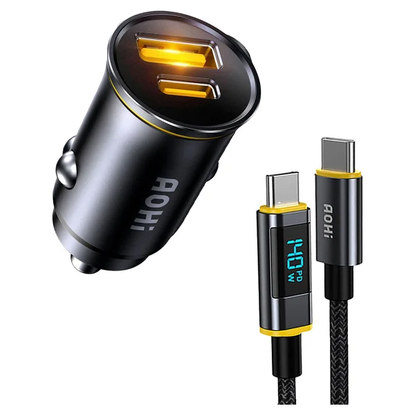 Aohi Superauto 65 W Type-C LED Kablolu Hızlı Araç Şarj Aleti - Görsel 3