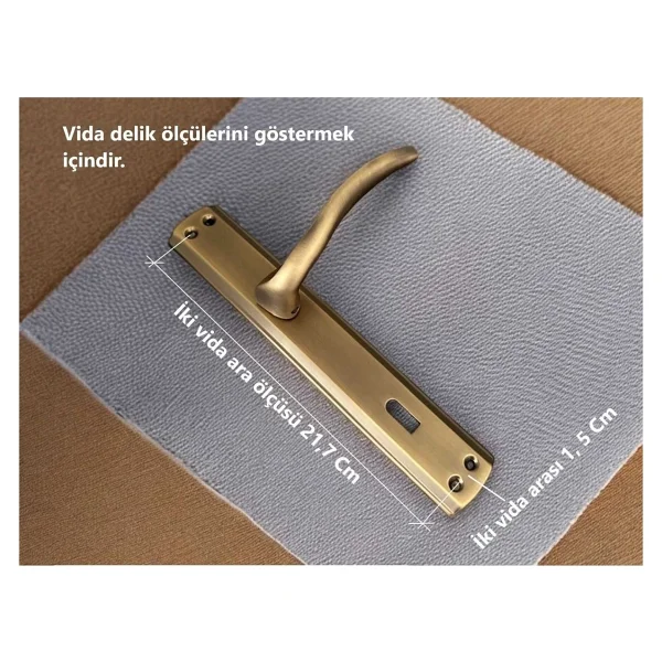 Trim Mat Antik Sarı Aynalı Wc Banyo Kapı Kolu Wcye Giriş Yaparken Sol Elle Açılır 1 Takım - Görsel 5